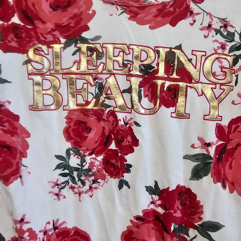 The Childrens Place Sleeping Beauty Rose Floral Top Red White Gold‎ Size 16